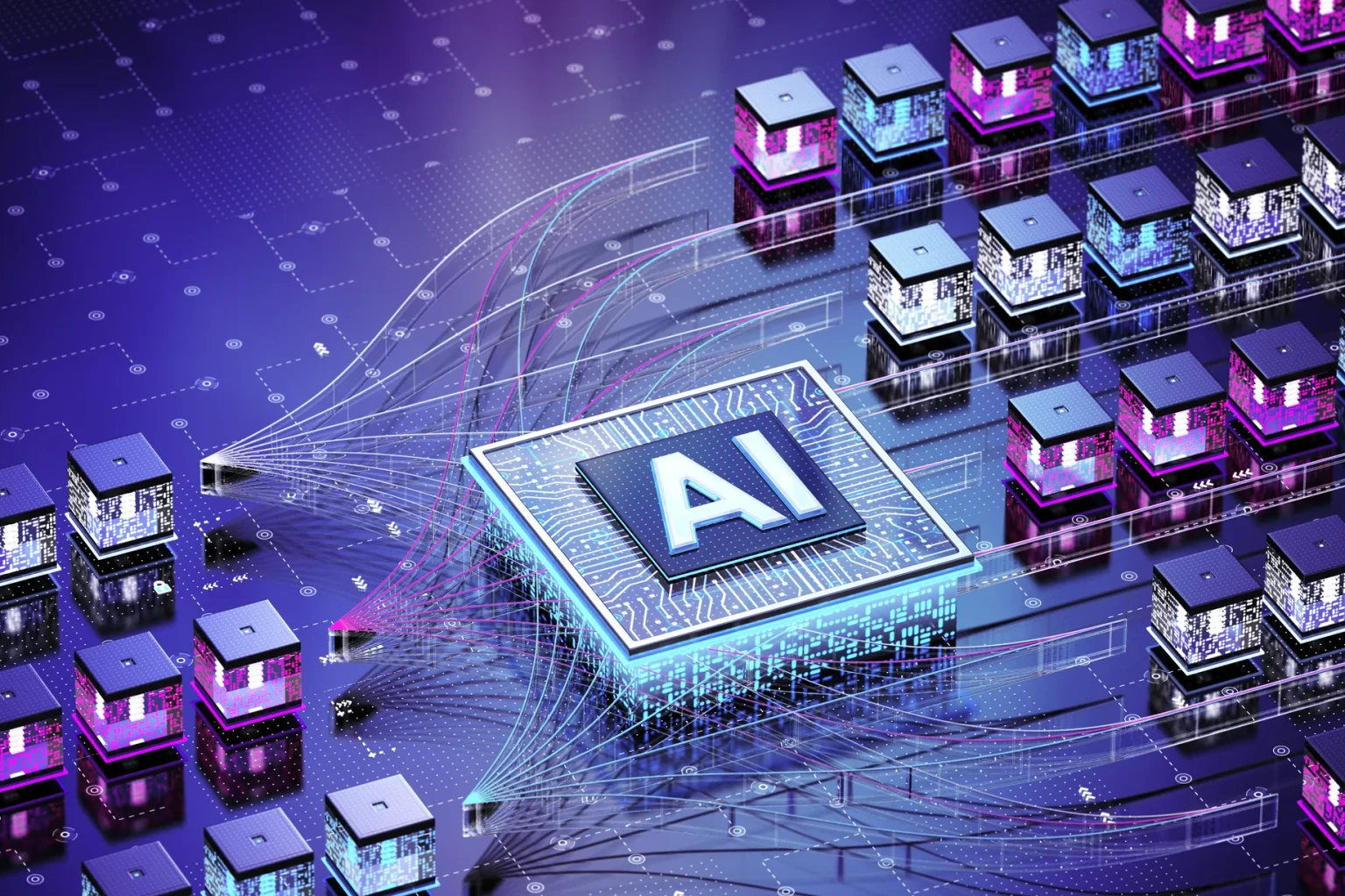 Neural network concepts. 3D render