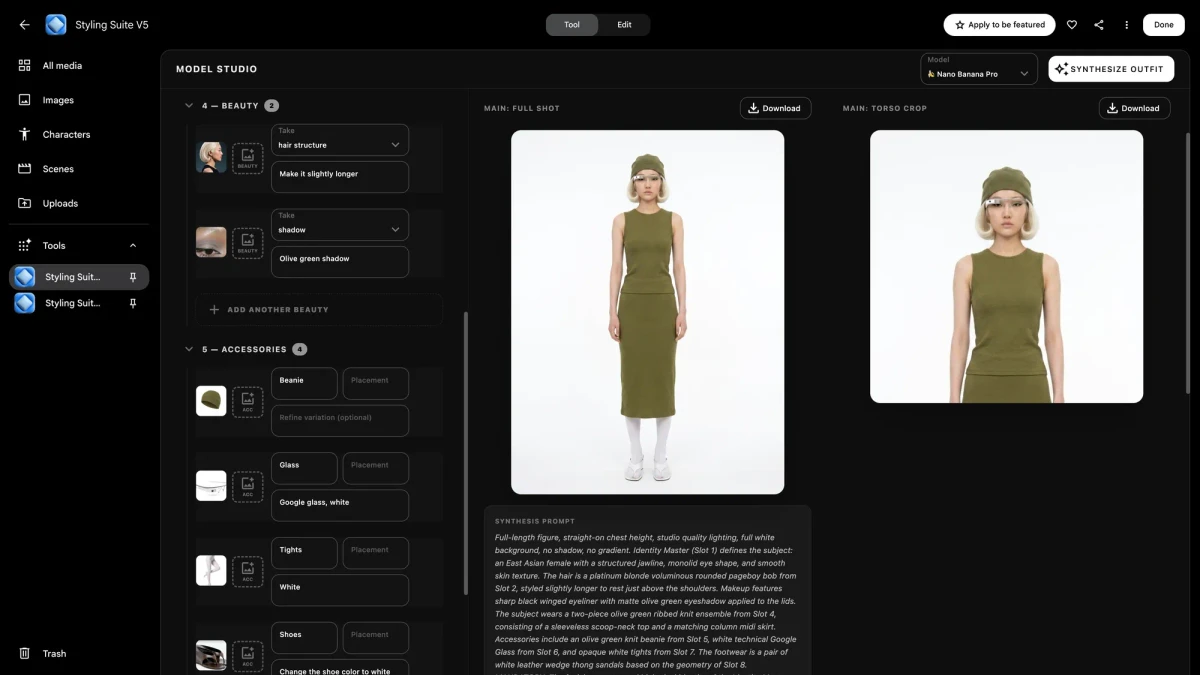 Jane Wade's Styling Suite Google Flow tool