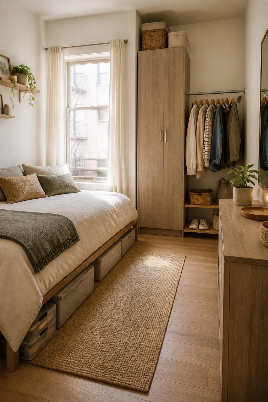 Bedroom storage without closet space